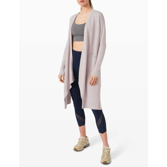 Lululemon Lunar Lengths Longline Wrap Cardigan Sweater Cashlu 4 Lavender Yoga - Picture 1 of 16